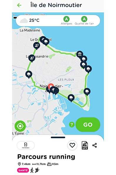 Appli Jooks parcours running Noirmoutier
