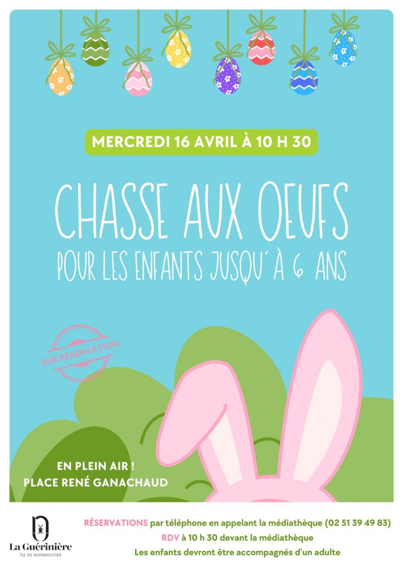 16 avril 2025 - Chasse aux oeufs pour les enfants jusqu'à 6 ans