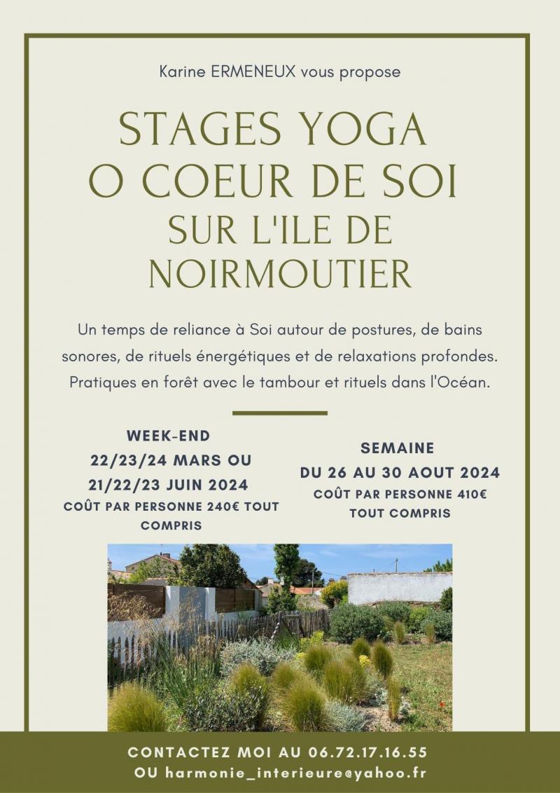 Du 26 au 30 août 2024 - Stage de Yoga o coeur de soi sur l'île de Noirmoutier